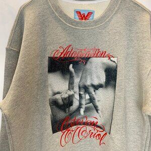 NWT POST LA ADAPTATION Fingers Men's M Gray Sweatshirt Very Cool Stitching